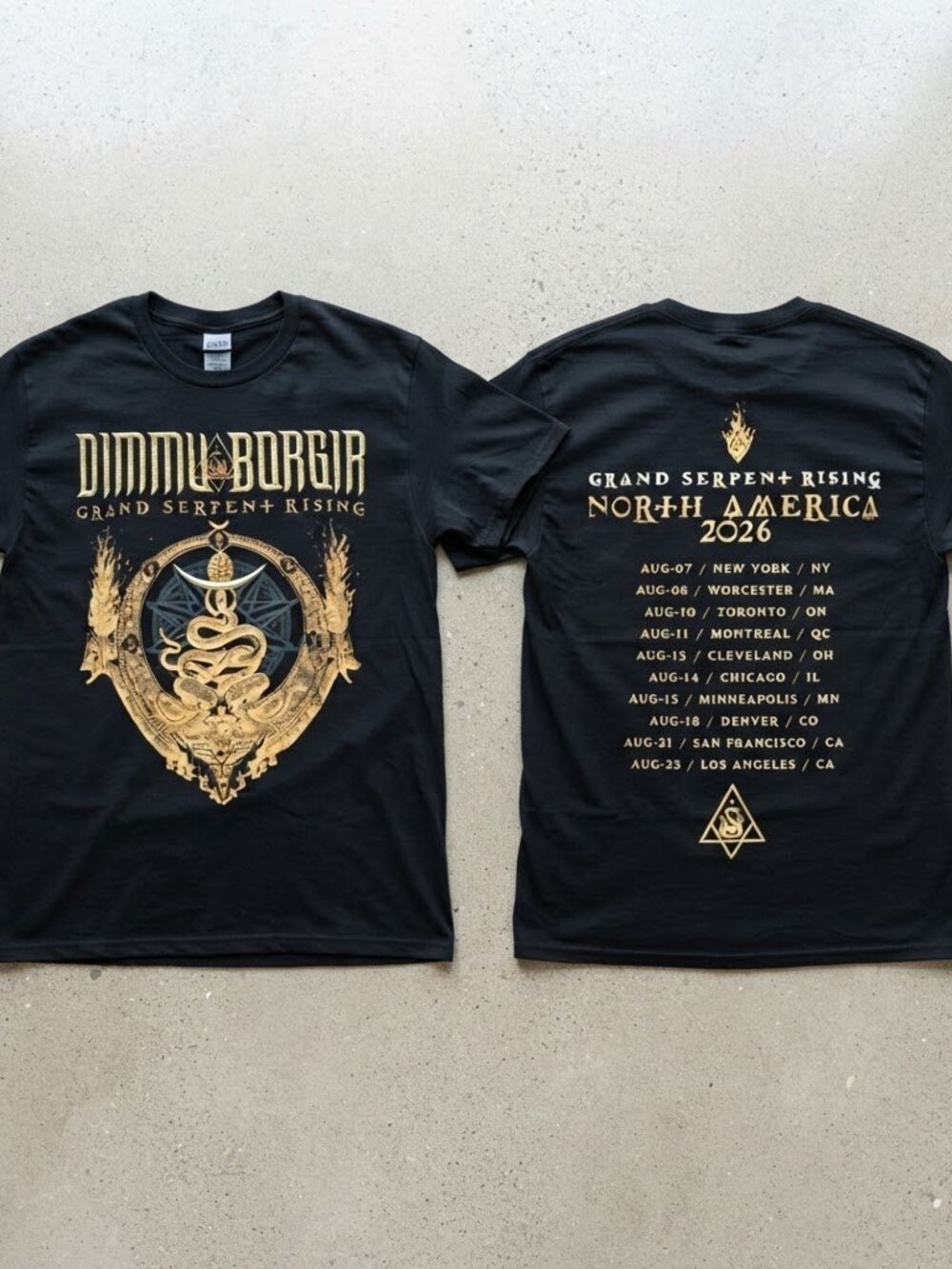 Dimmu Borgir Grand Serpent Rising Tour 2026 North America Black T-Shirt S-4XL
